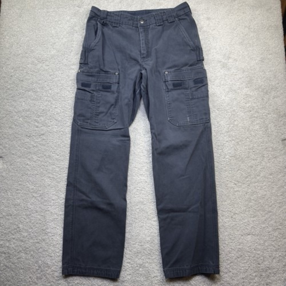 Duluth Trading Co Cargo Work Pants Men's 35x34 Navy Blue Cotton Utility